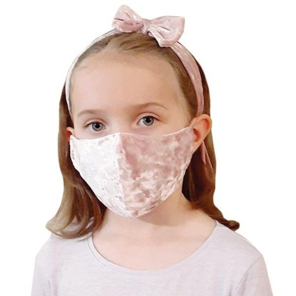 Girls' Pink Velvet Fashion Face Mask - Picture 1 of 5